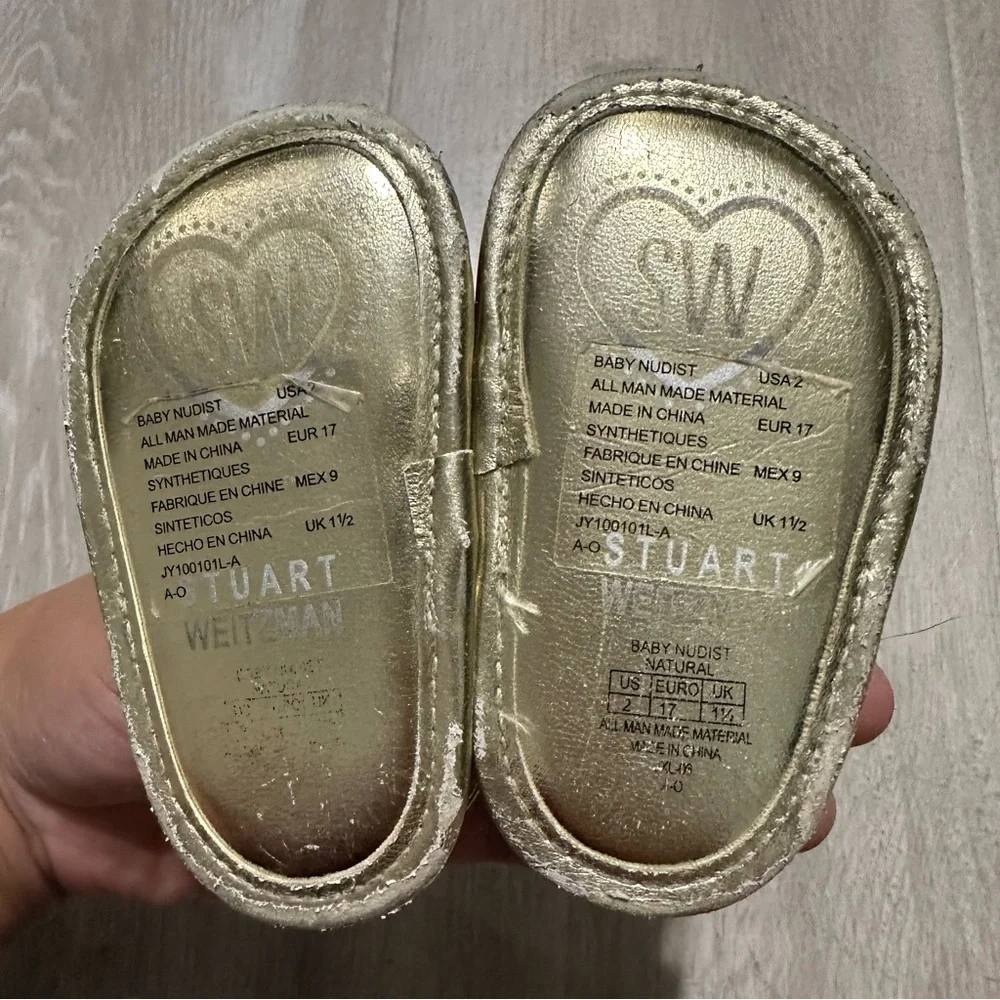 Stuart Weitzman Gold Baby Nudist Sandals Sz 2 HOST PICK